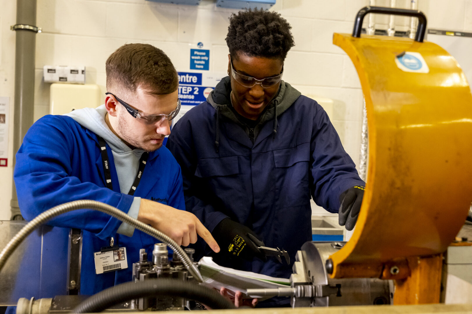 civil engineering students working together in a workshop