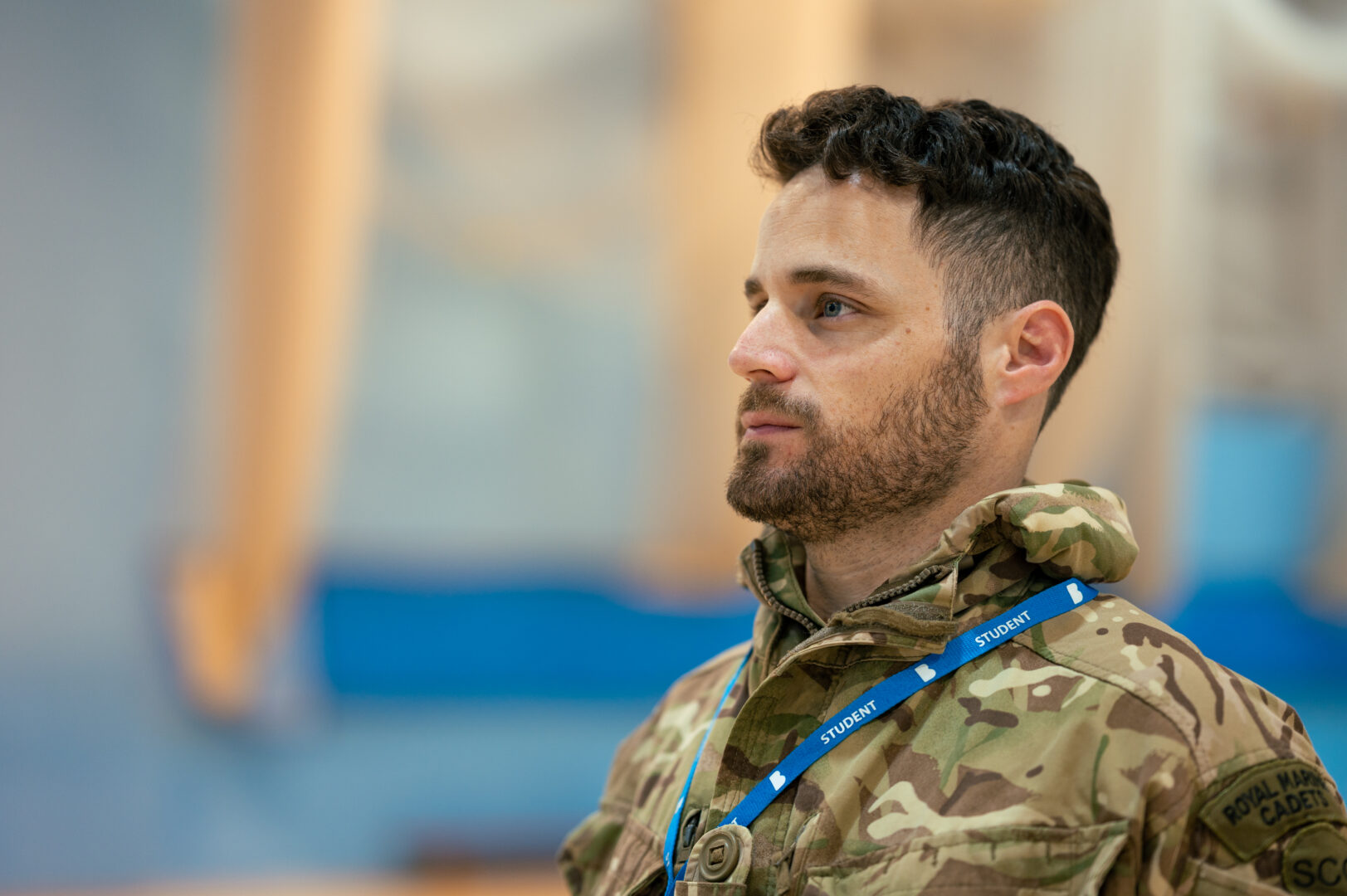 Male student in army clothing
