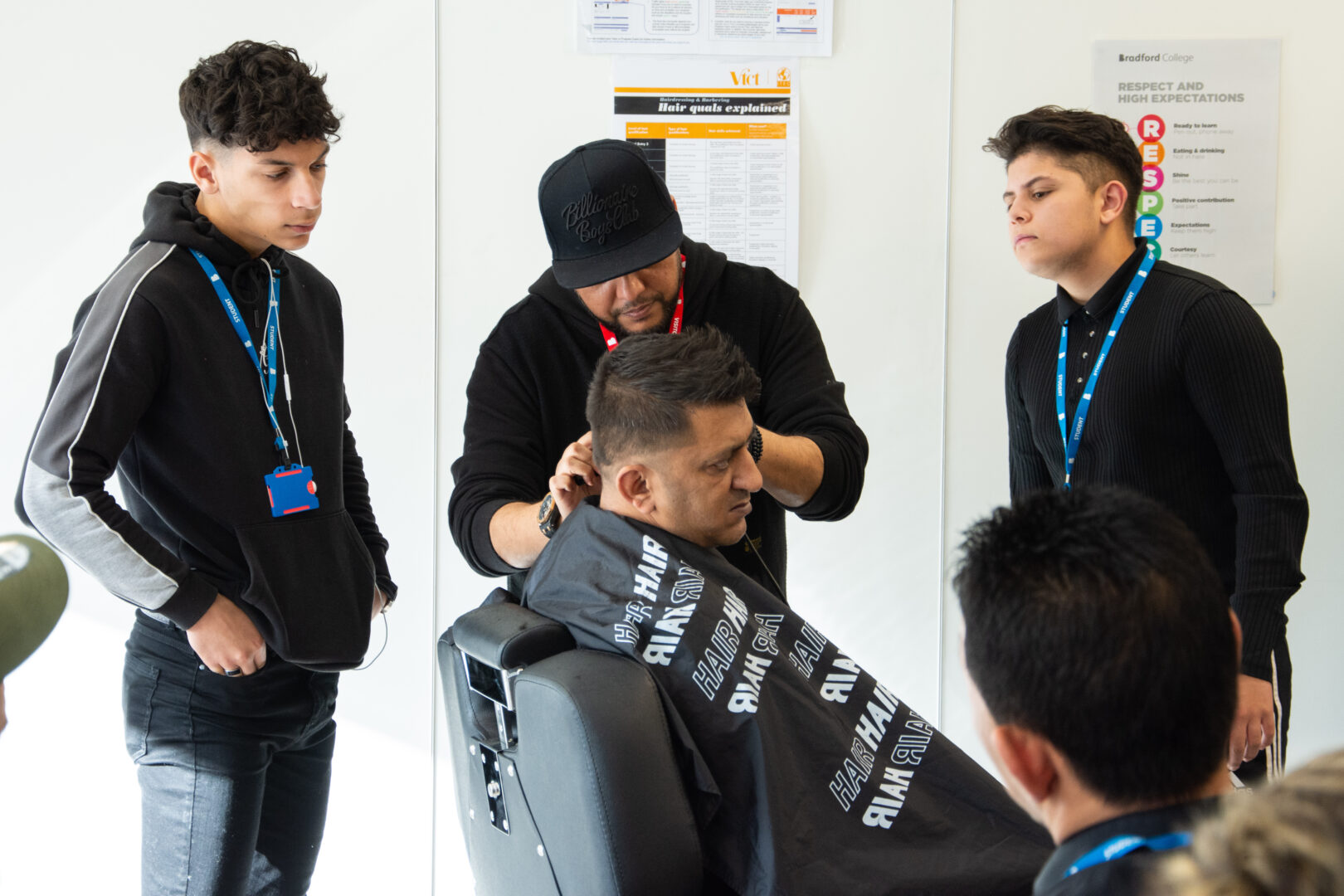 barbering students watching a barbering masterclass