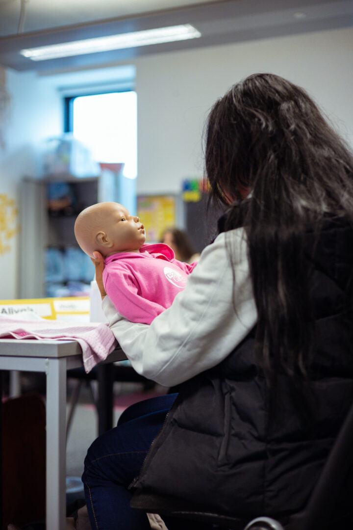 childcare student holding ebabies