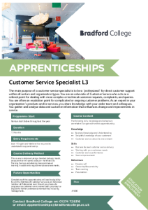 Level 3 Customer Service Specialist Leaflet