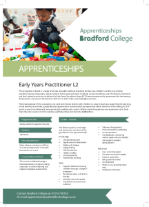 Level 2 Early Years Practitioner Leaflet