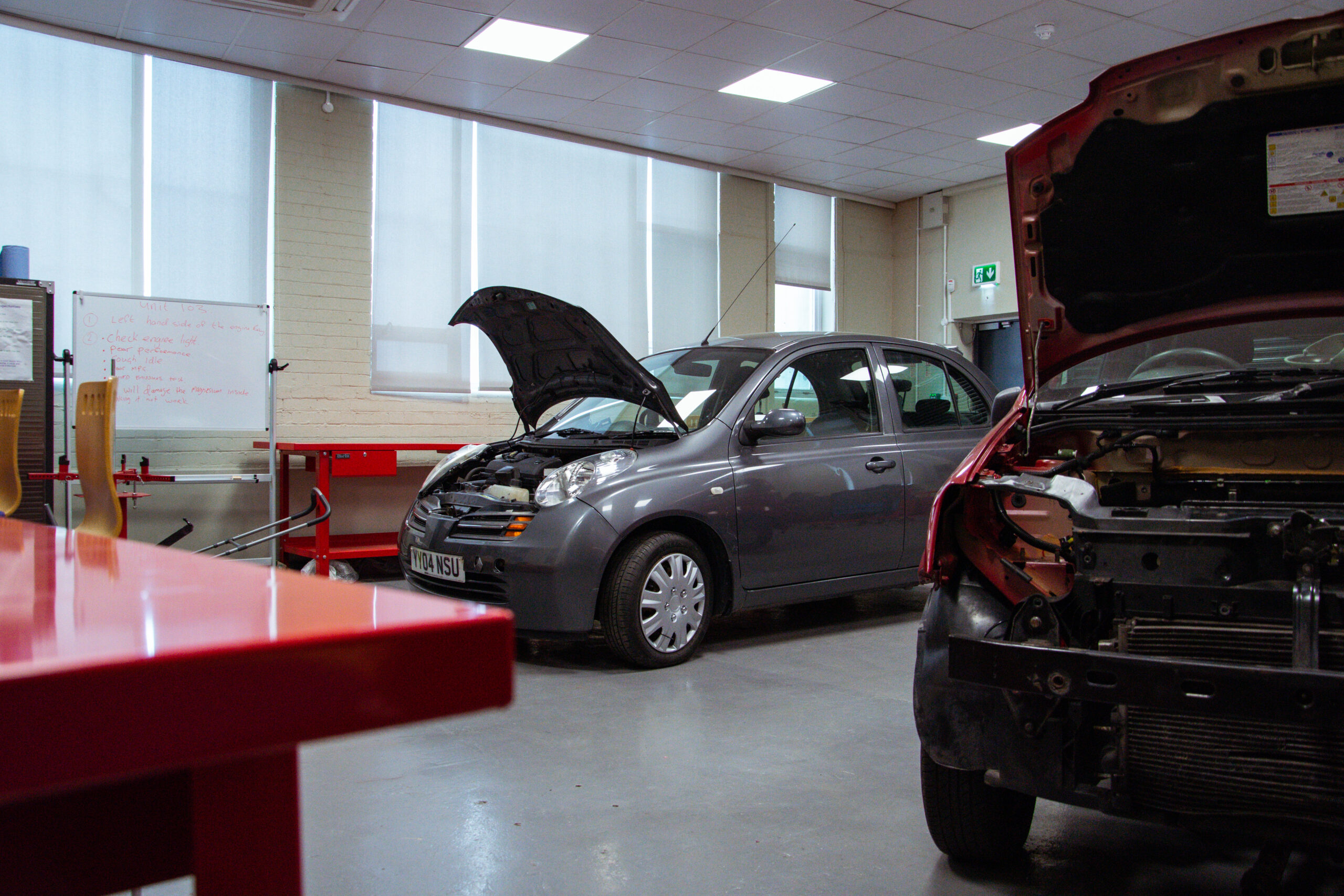 an indoor picture of our motor vehicle workshop in the victoria building