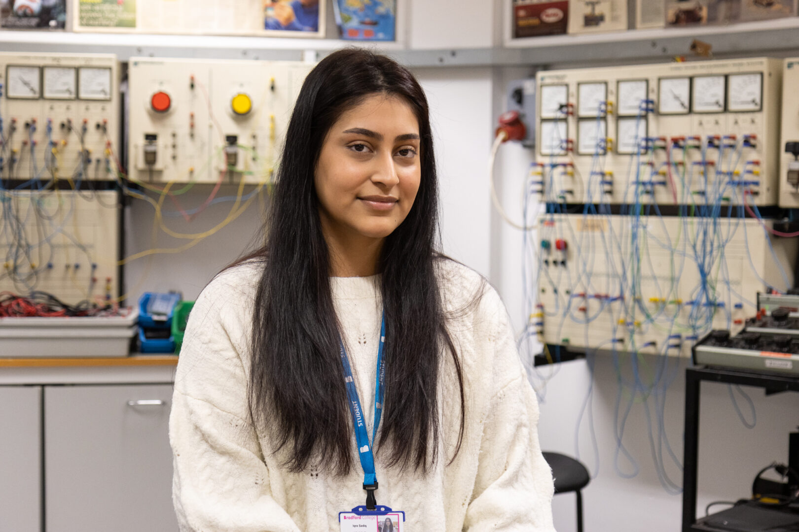 an female engineering student smiling