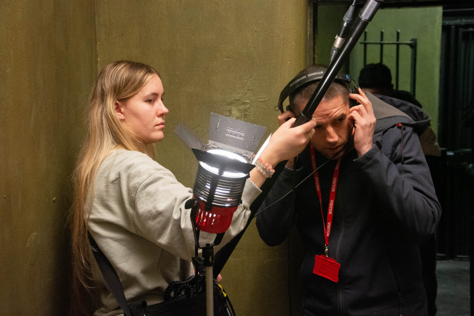 film degree students using cameras and sound equipment