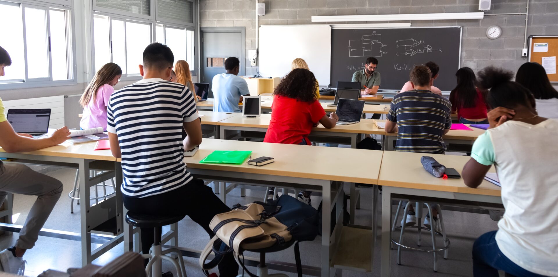 Back of mixed class at secondary school