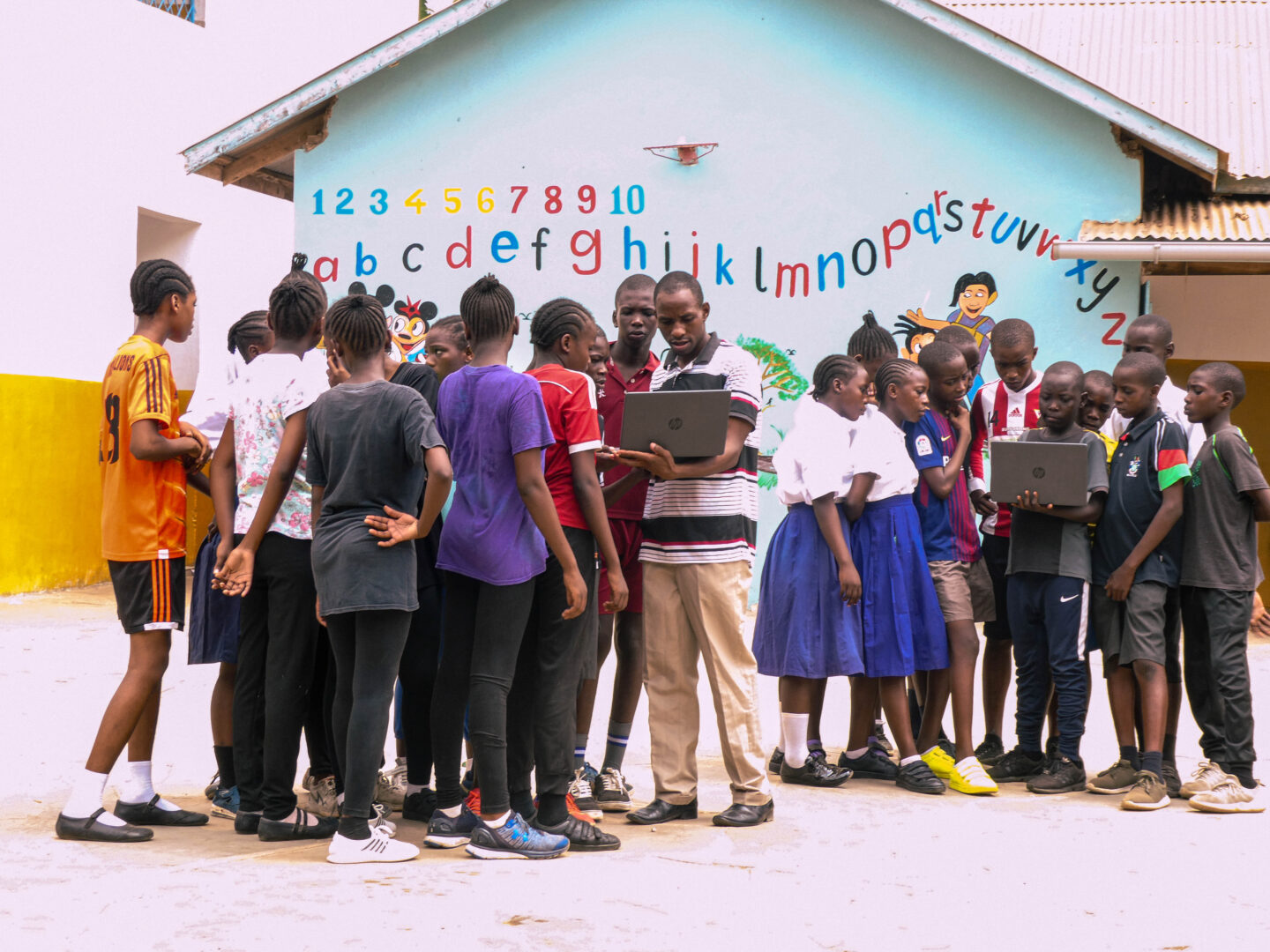 Jolaurabi School students using laptops donated by Bradford College 