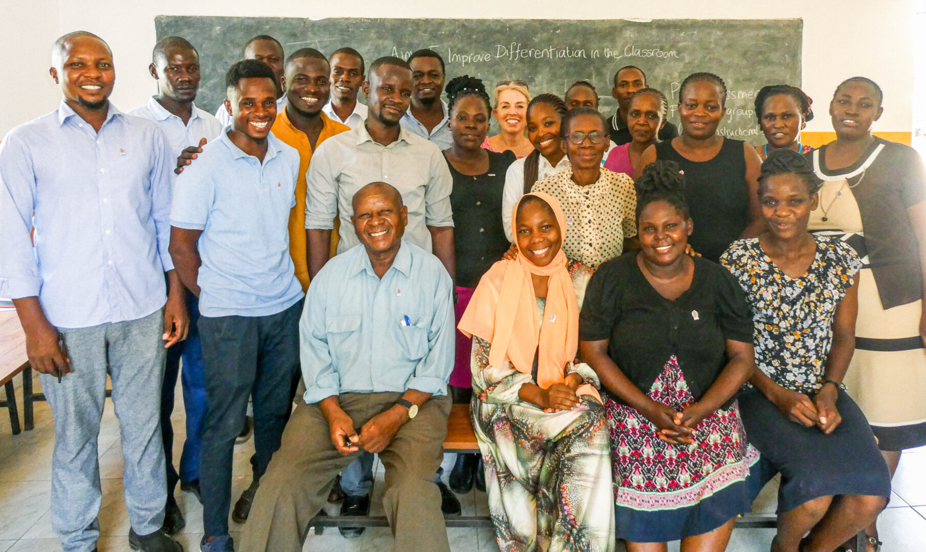 Esther Wilkey in a group photo with Jolaurabi School staff 