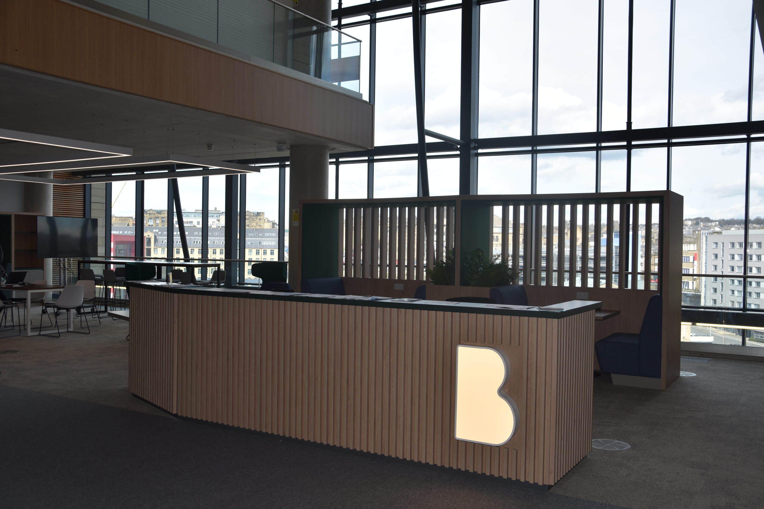 An image of the business reception desk at Bradford College