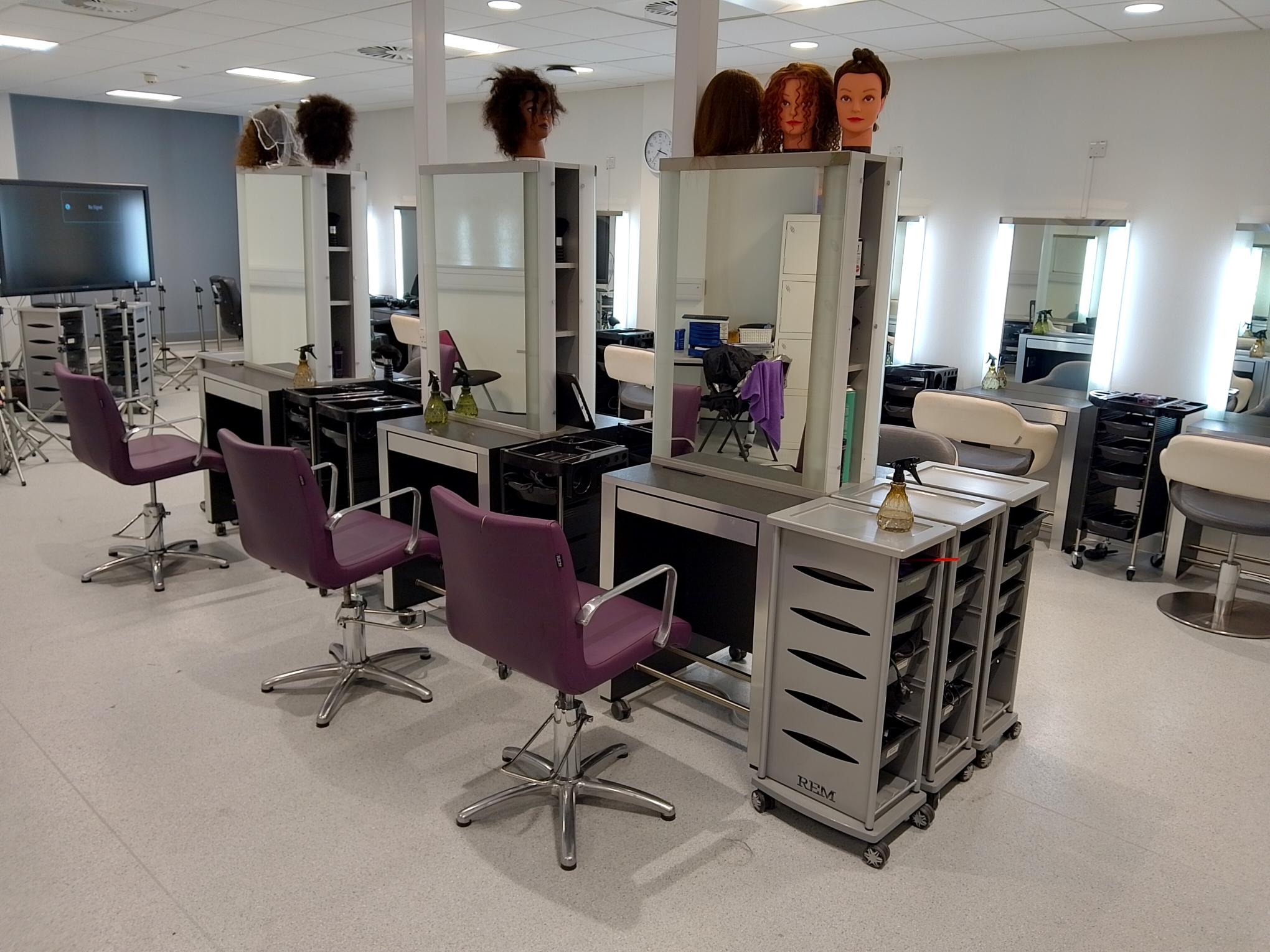 The newly refurbished hair salon in the Access to College Building