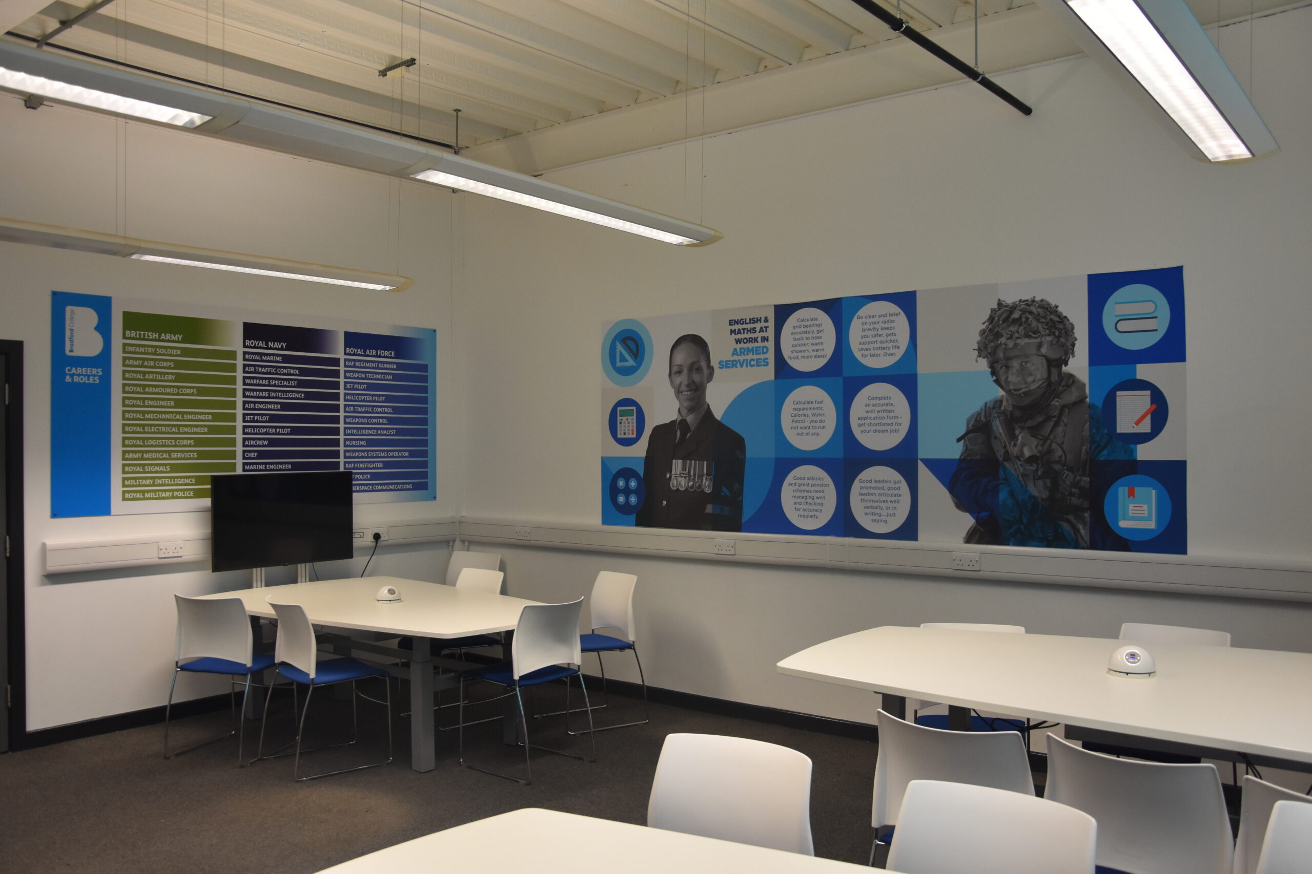 An image of a classroom at Trinity Green for Public Services students