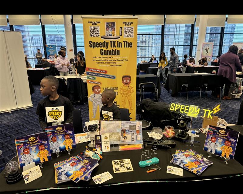 Hawa’s sons, Kareem and Idris, at a book showcase event