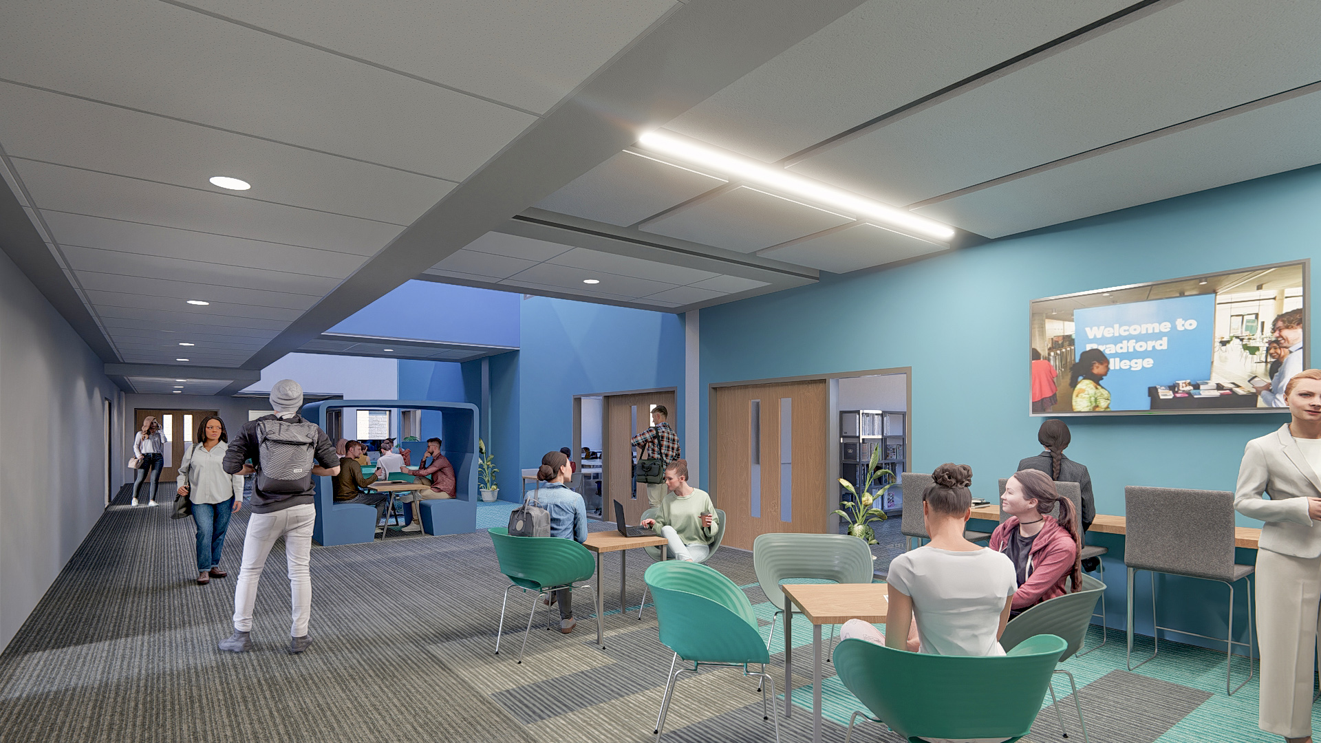 A visul mockup of a social study space